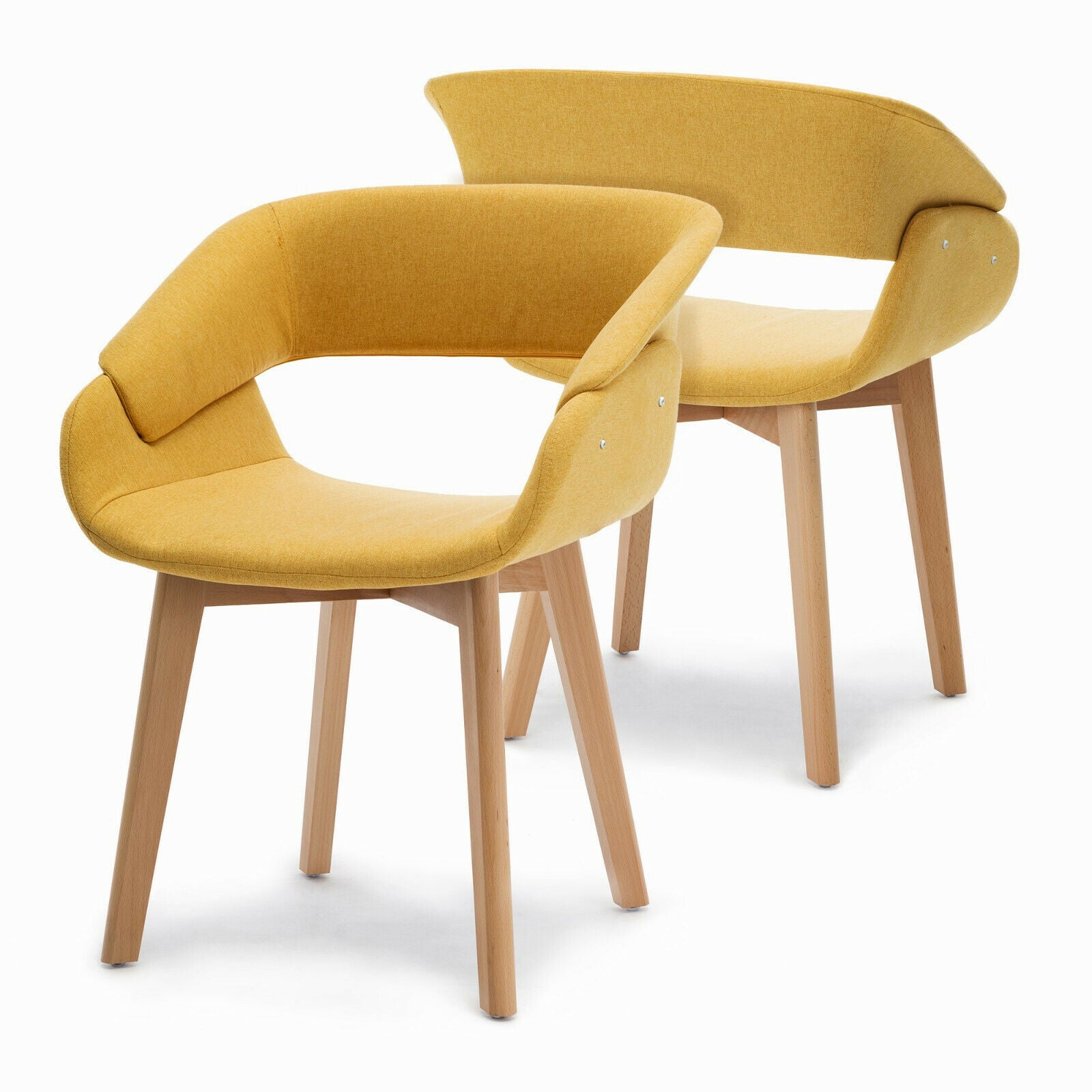 Moderna sala de estar, comedor, sillones decorativos, juego de 2 sillas de comedor de tela de lino AMARILLO