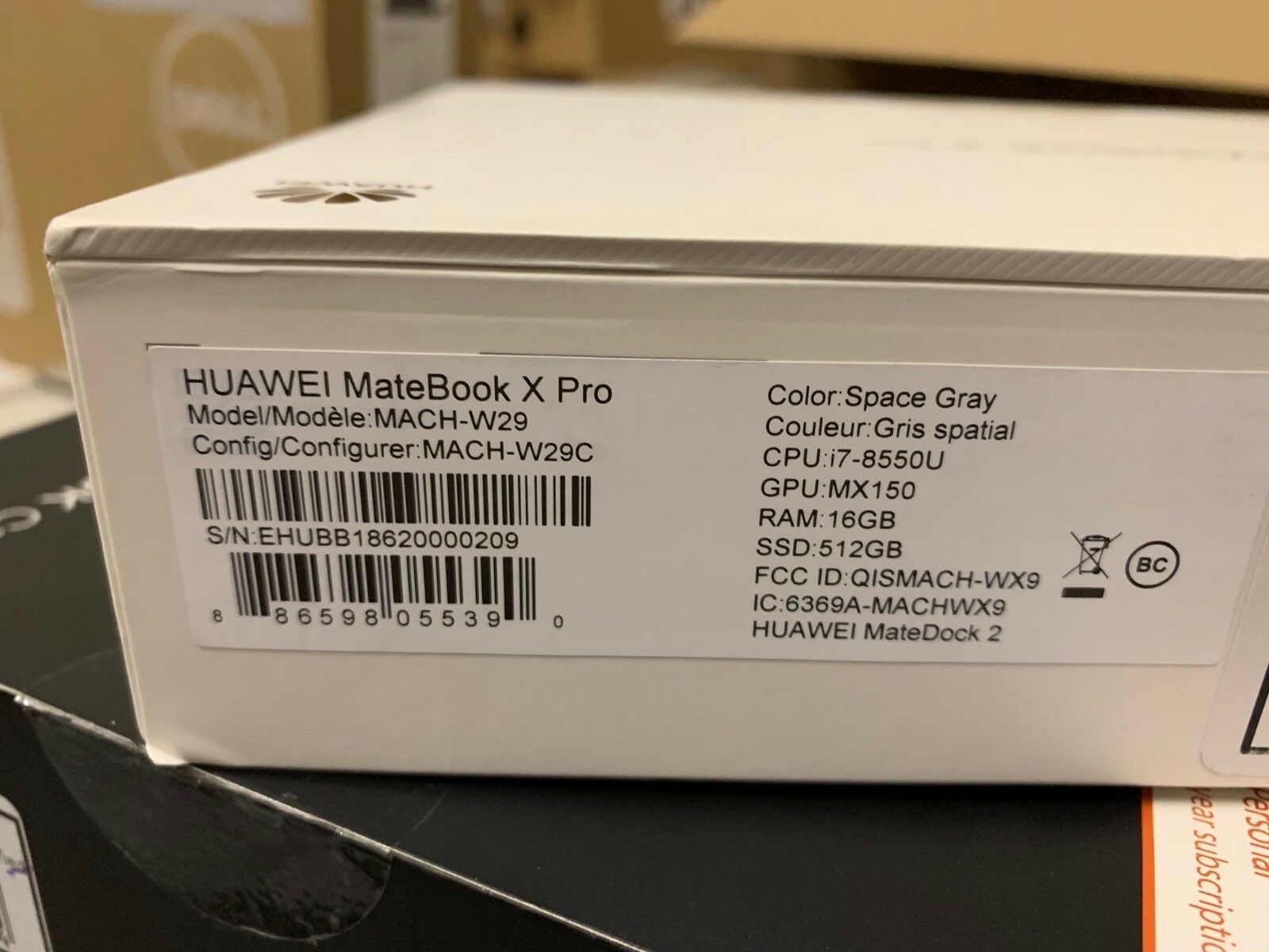 OB Huawei Matebook X Pro 13.9" 53010CAJ Intel i7-8550U 512GB SSD 16GB MX150