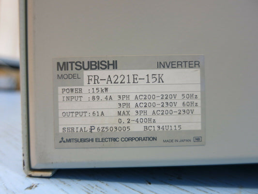 NEW Mitsubishi A200 20 HP FR-A221E-15K 240V VS AC Inverter Drive FRA221E15K