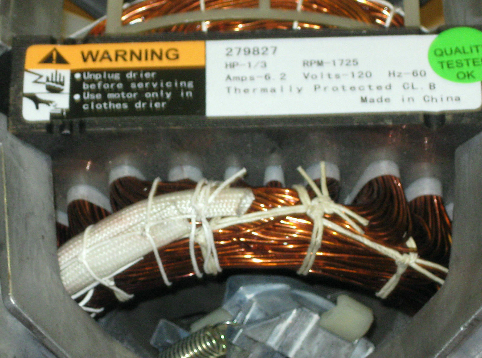 WP279827 Dryer Motor for Whirlpool Roper Kenmore 3395652 PS334304 AP3094245