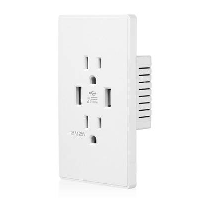 Dual USB Port Wall Socket Charger AC Power Receptacle Outlet Plate Power Adapter