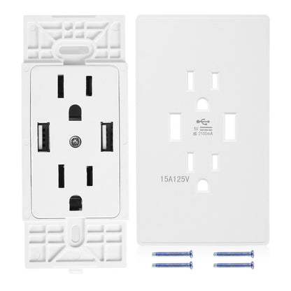 Dual USB Port Wall Socket Charger AC Power Receptacle Outlet Plate Power Adapter