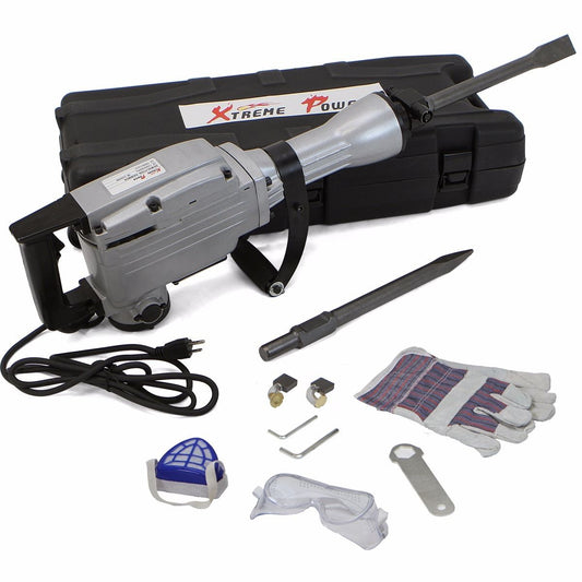 2200W Electric Demolition Jack Hammer 1900RPM Concrete Breaker Chisels Silver