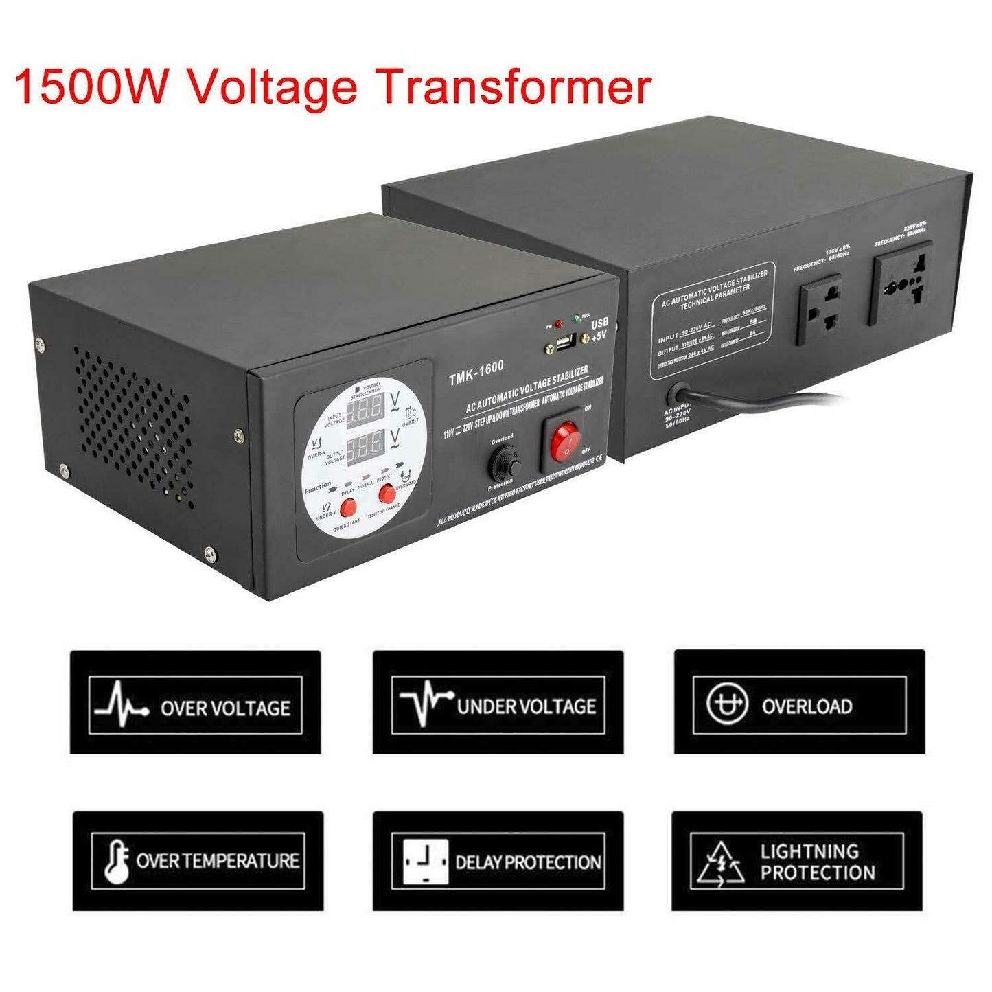 Hot!Auto Voltage Transformer Converter 1500 W Step Up/Down 110V/120V - 220V/240V