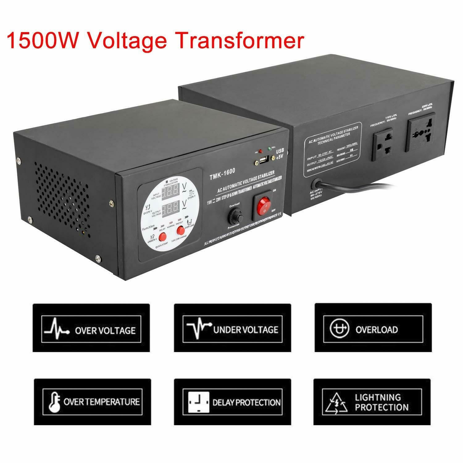 TRANSFORMADOR DE VOLTAGE DE 220 A 110V 110 A 220V 1500W ESTABILIZADOR  CORRIENTE