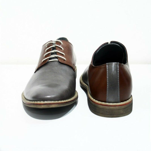 Modello Oristano - Handmade Colorful Italian Leather Oxford Dress Shoes Gray