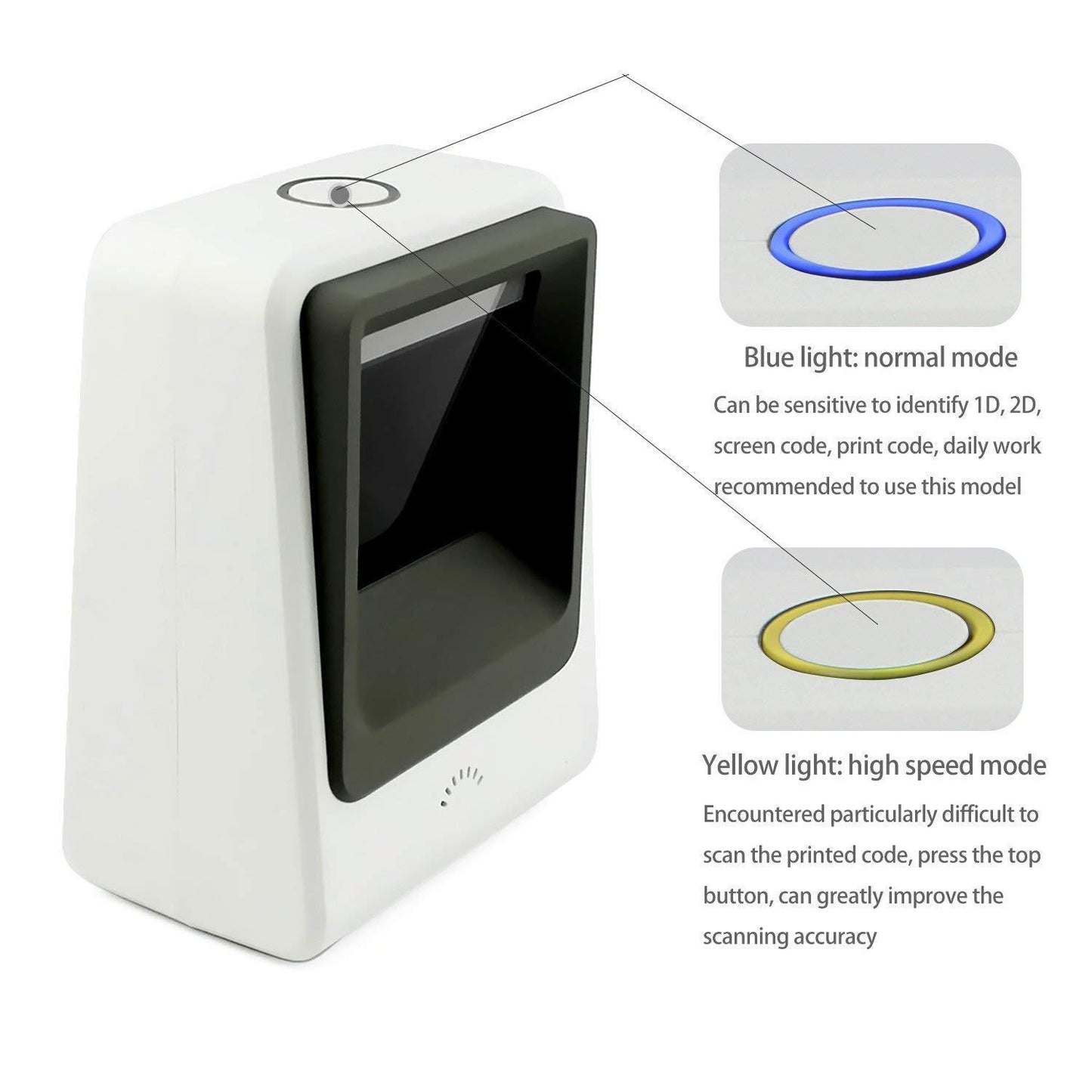 1D 2D QR Code Barcode Scanner USB Laser Desktop Handsfree Bar Code Reader