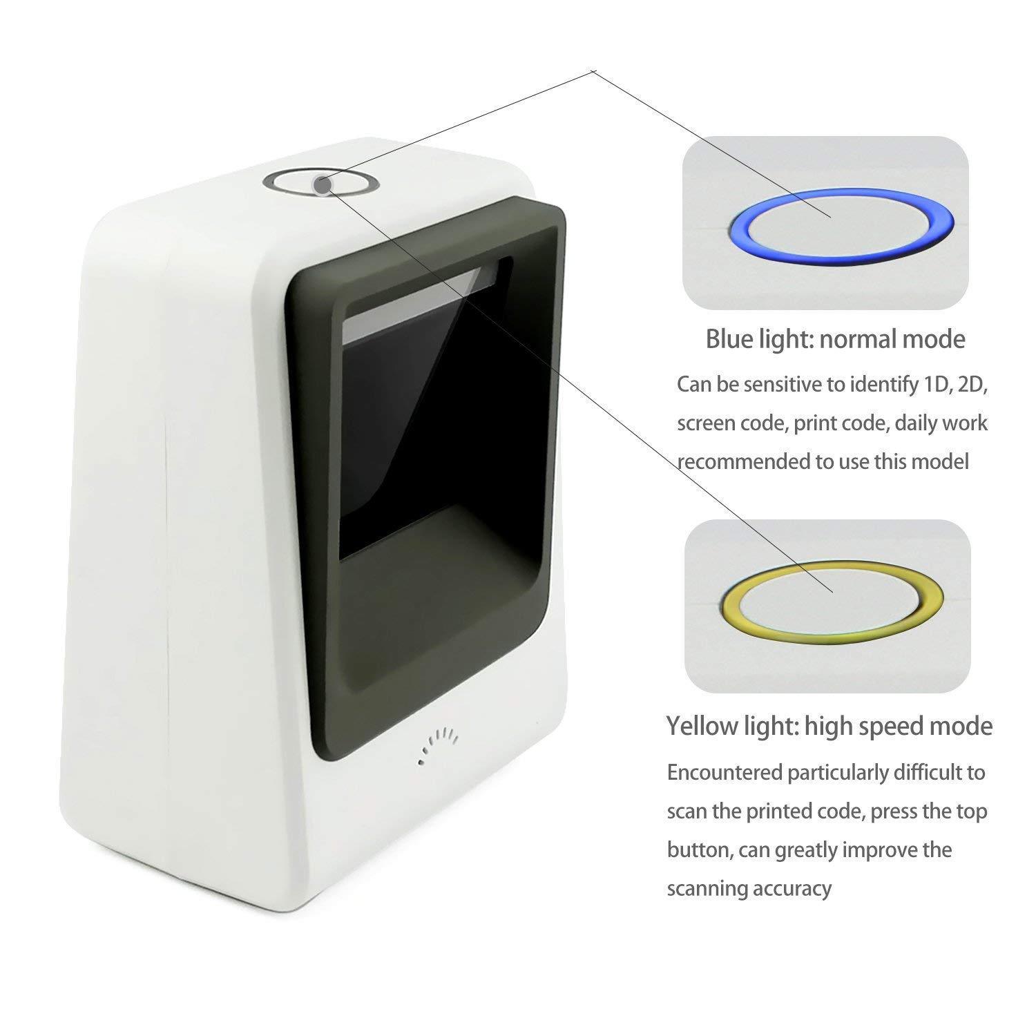 1D 2D QR Code Barcode Scanner USB Laser Desktop Handsfree Bar Code Reader