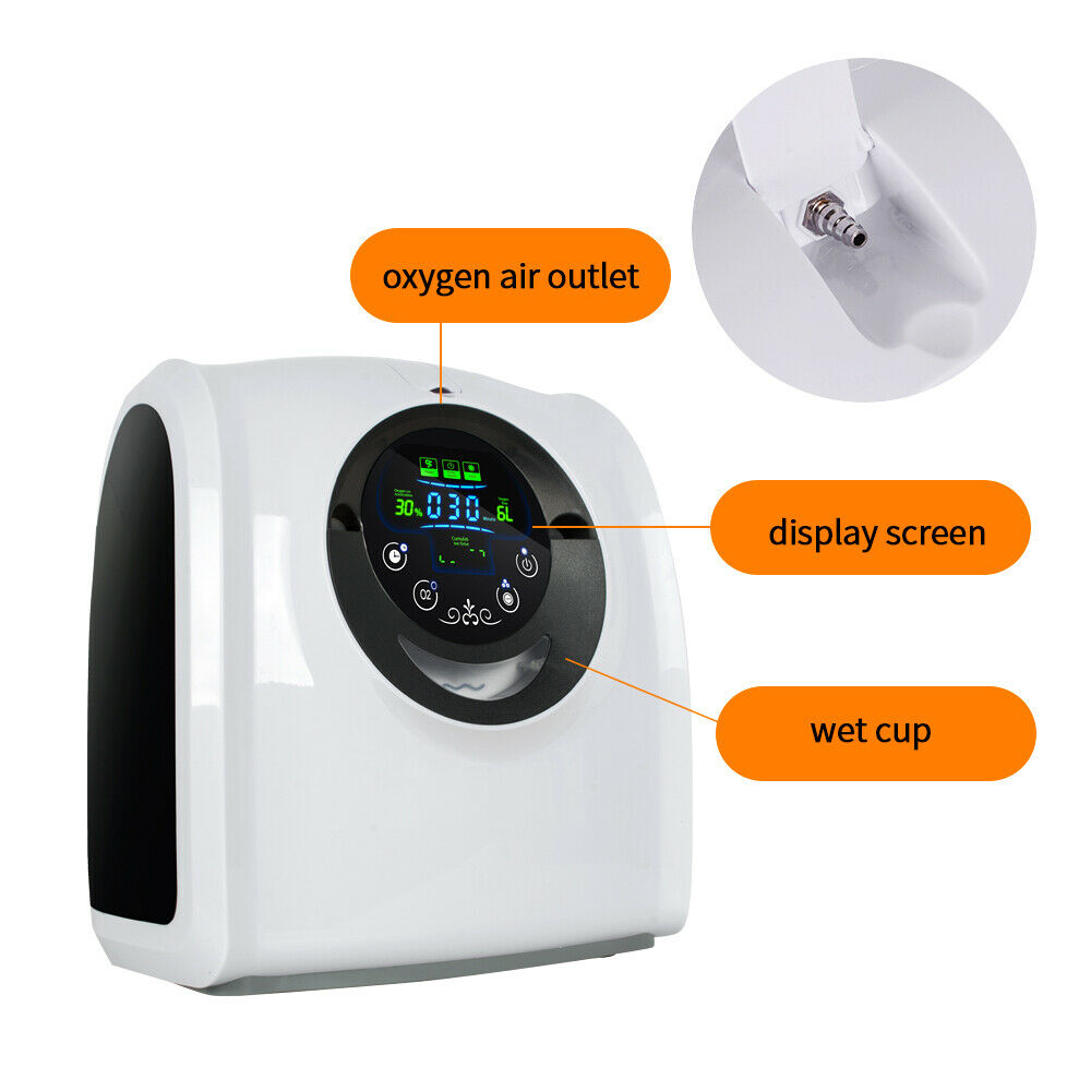 1-6L/min Adjustable Oxy-Bar-Generator O2-Concentraor Machine Humidifiers 110V
