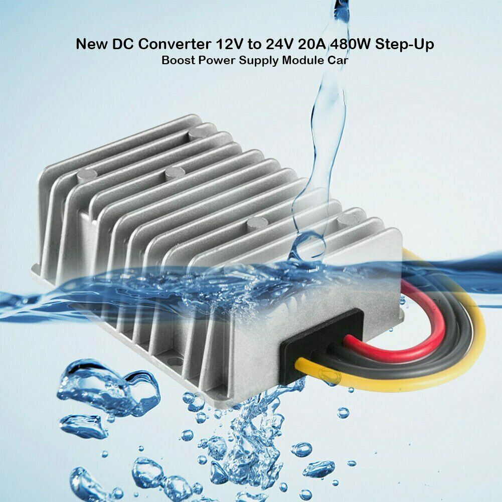Waterproof DC12V to DC 24V 20A 480W Step Up Power Supply Converter Regulator Kit