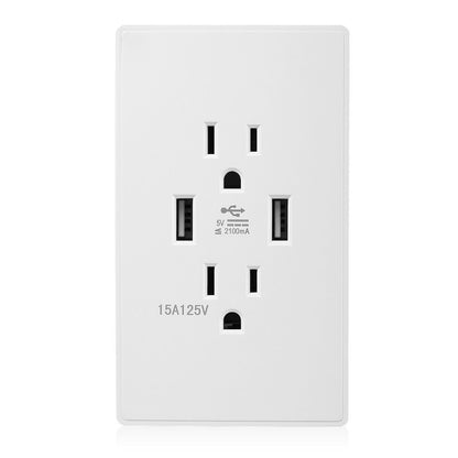 Dual USB Port Wall Socket Charger AC Power Receptacle Outlet Plate Power Adapter