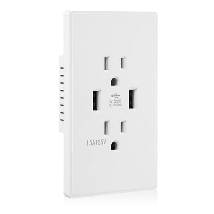 Dual USB Port Wall Socket Charger AC Power Receptacle Outlet Plate Power Adapter