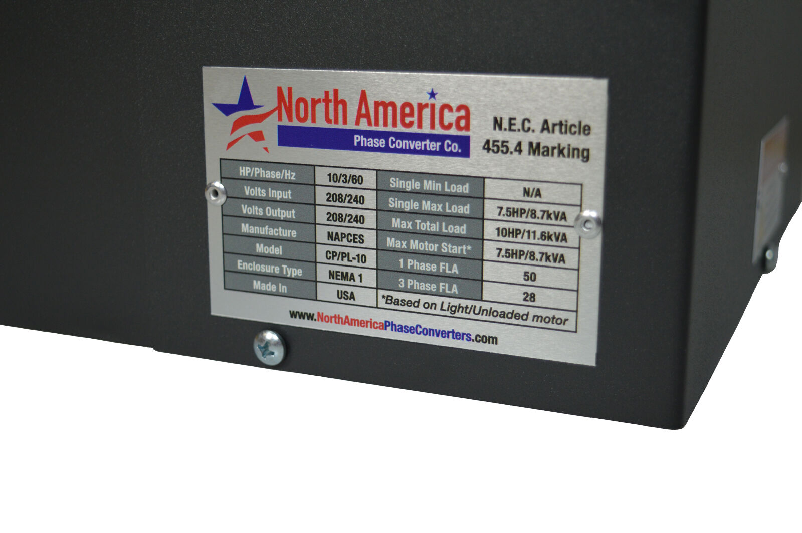 PL-10 Pro-Line 10HP Rotary Phase Converter - Built-In Starter, Made In USA