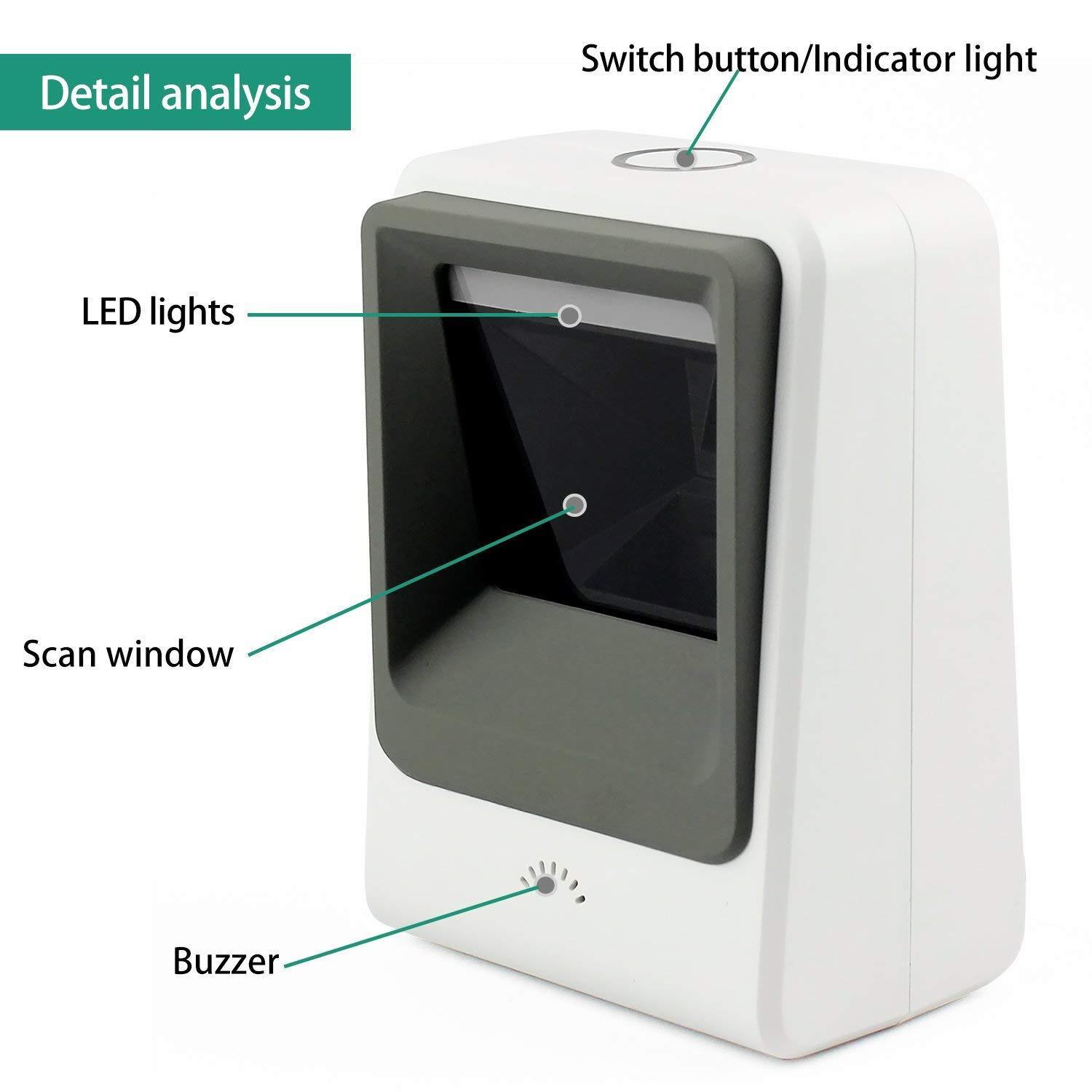 1D 2D QR Code Barcode Scanner USB Laser Desktop Handsfree Bar Code Reader