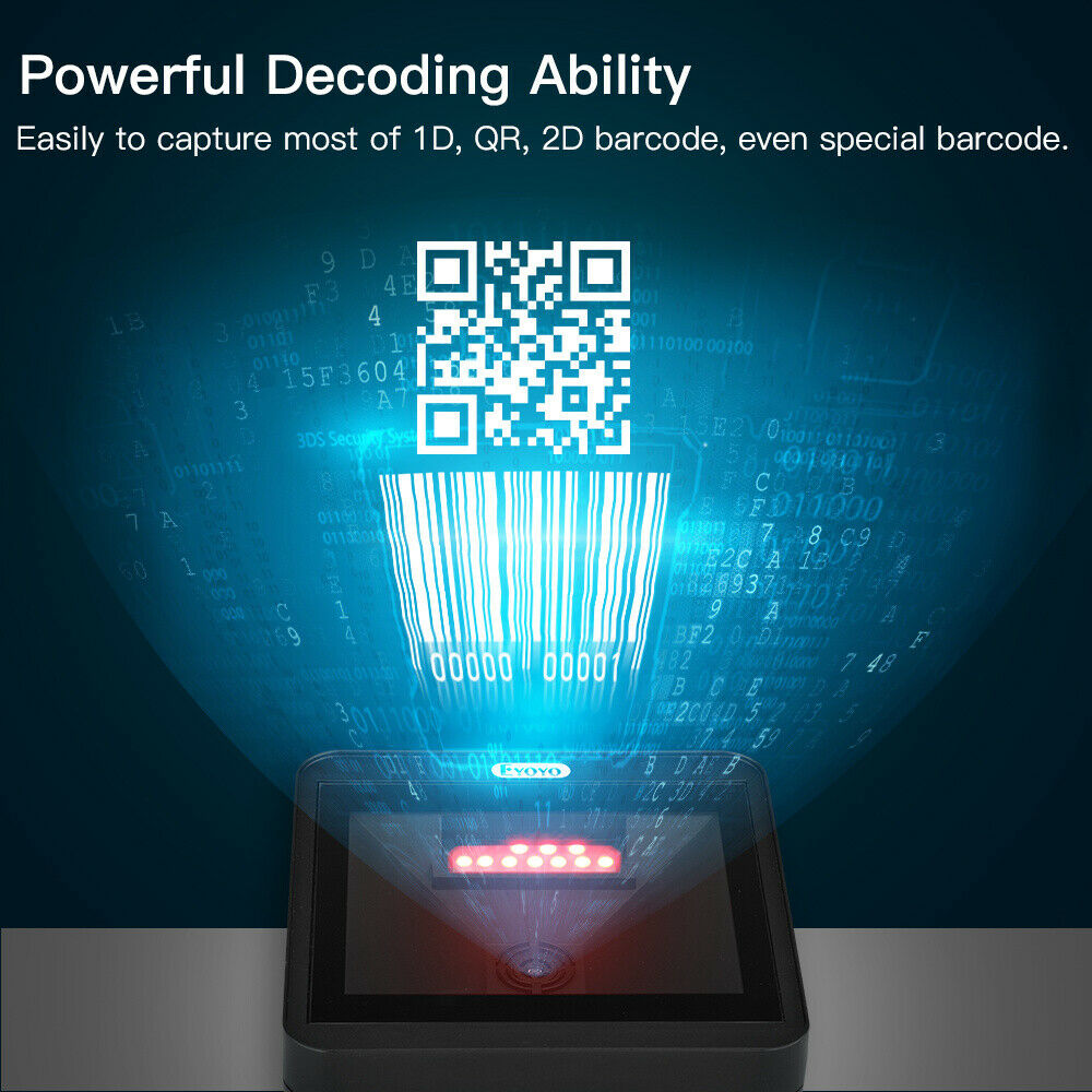 USB Wired Hands-Free 2D Barcode Scanner 1D QR Screen Barcodes for Retail Store