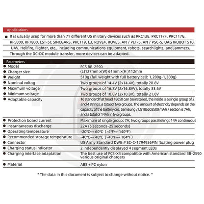 FCS Military BB-2590 Recargable Li-ion Battery Case 16×3500 mAh Capacity