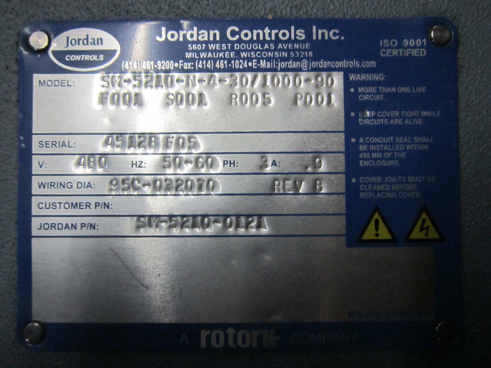 Jordan Controls NEW Rotork Heavy Duty Rotary Actuator SM-5200 SM-5210 1000 480V