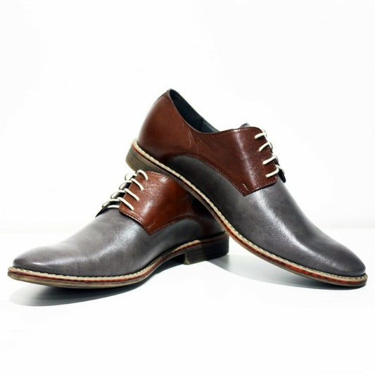 Modello Oristano - Handmade Colorful Italian Leather Oxford Dress Shoes Gray