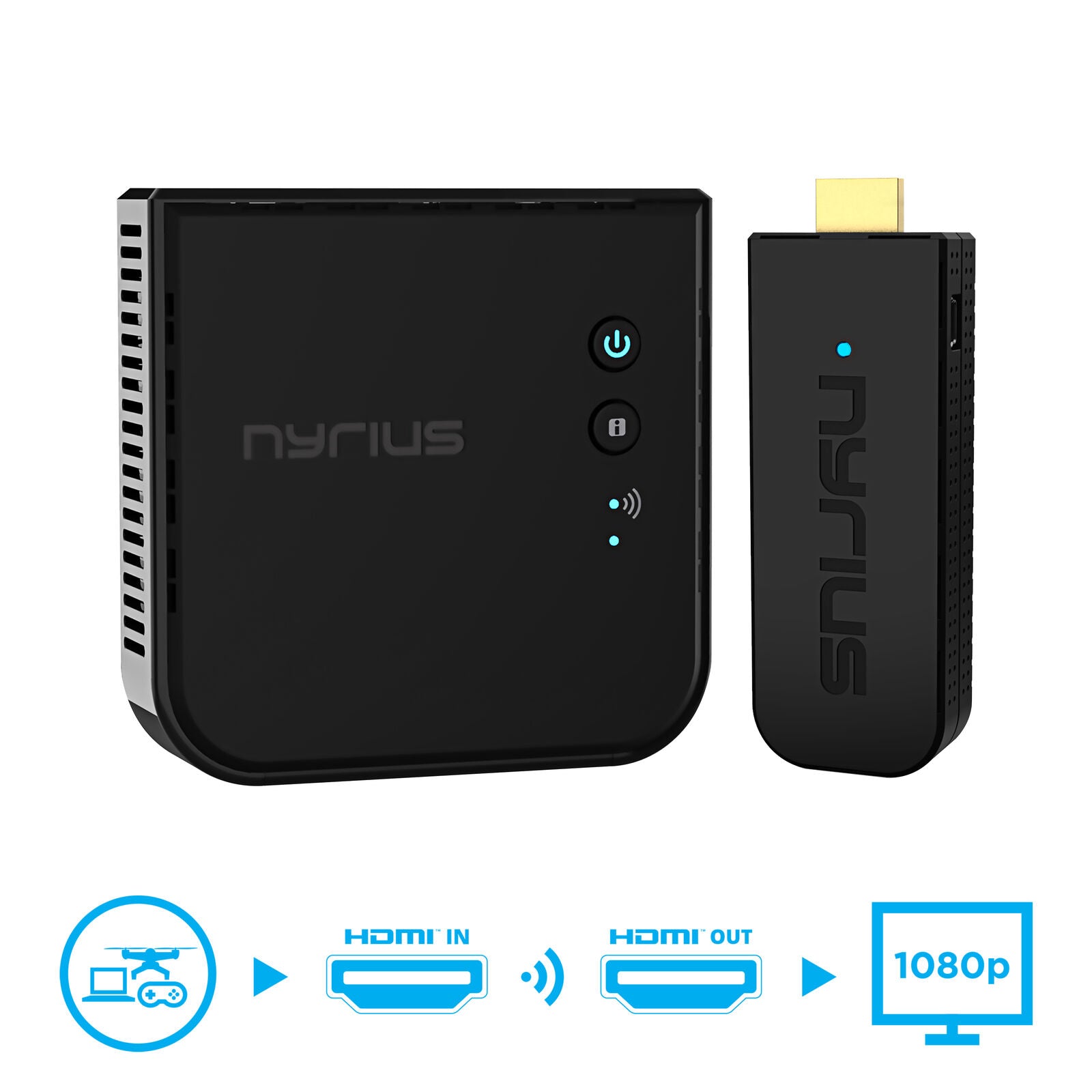 Nyrius Pro+ Wireless HDMI Video Transmisor 1080p Video hasta 50m NPCS650