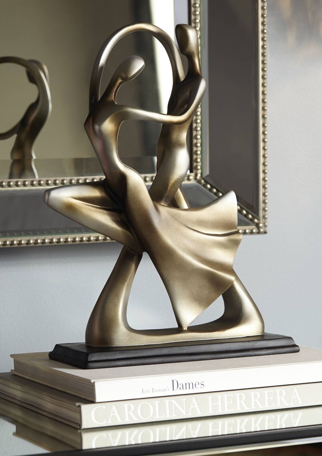 Silver Abstract 14 3/4" High Dancing Couple Sculpture