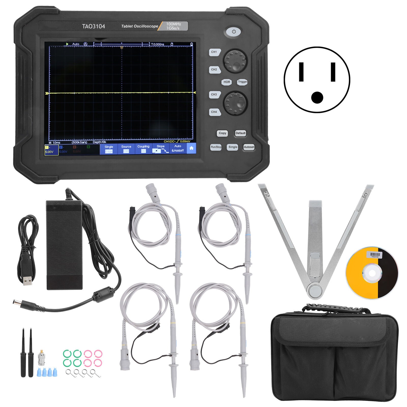 TAO3104 Osciloscopio 4CH LCD TouchScreen Kits de osciloscopios para tableta digital