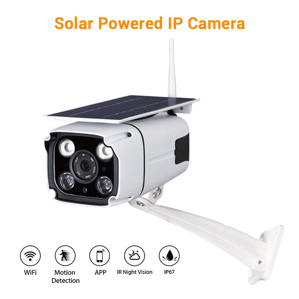 Solar Battery Power IP Camera Camcorder Wireless WiFi HD Outdoor CCTV IR For IOS