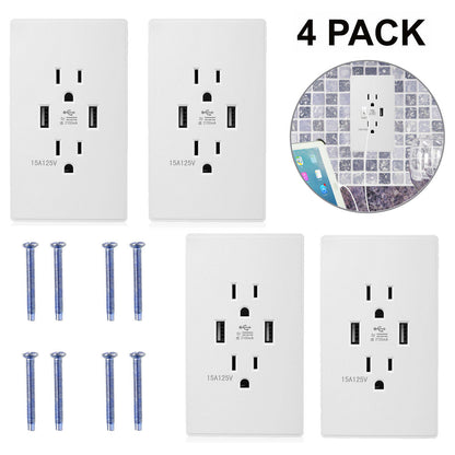 RECEPTACULO CON 2 ENCHUFES Y DOS PUERTOS USB 5V 2A DE PARED 110V-250V