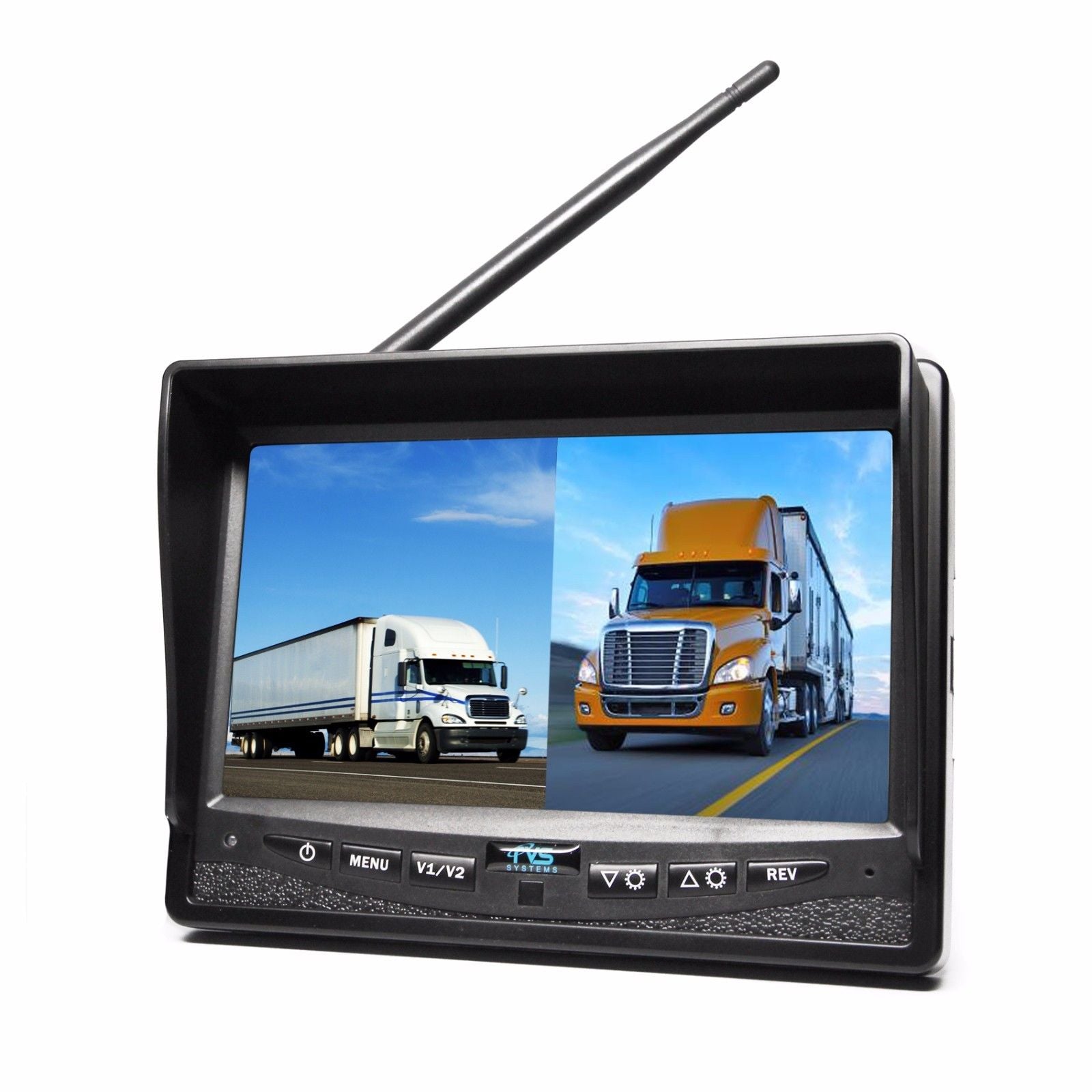 Wireless 7" LCD Split Screen Backup Camera with Cigarette Lighter Plug 130° View
