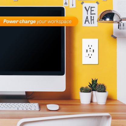 Dual USB Port Wall Socket Charger AC Power Receptacle Outlet Plate Power Adapter