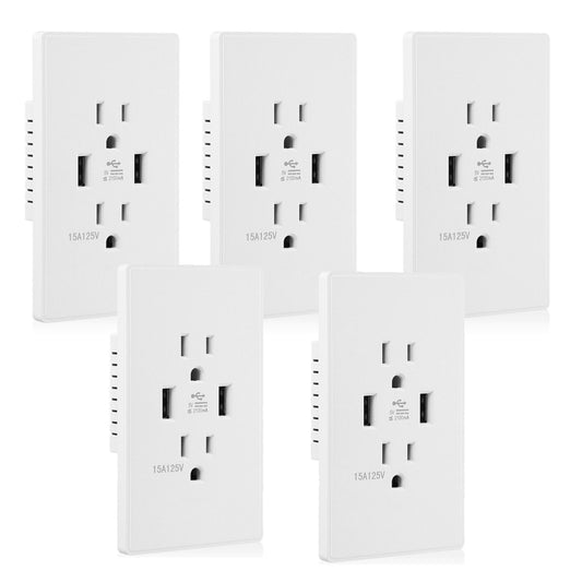 Dual USB Port Wall Socket Charger AC Power Receptacle Outlet Plate Power Adapter