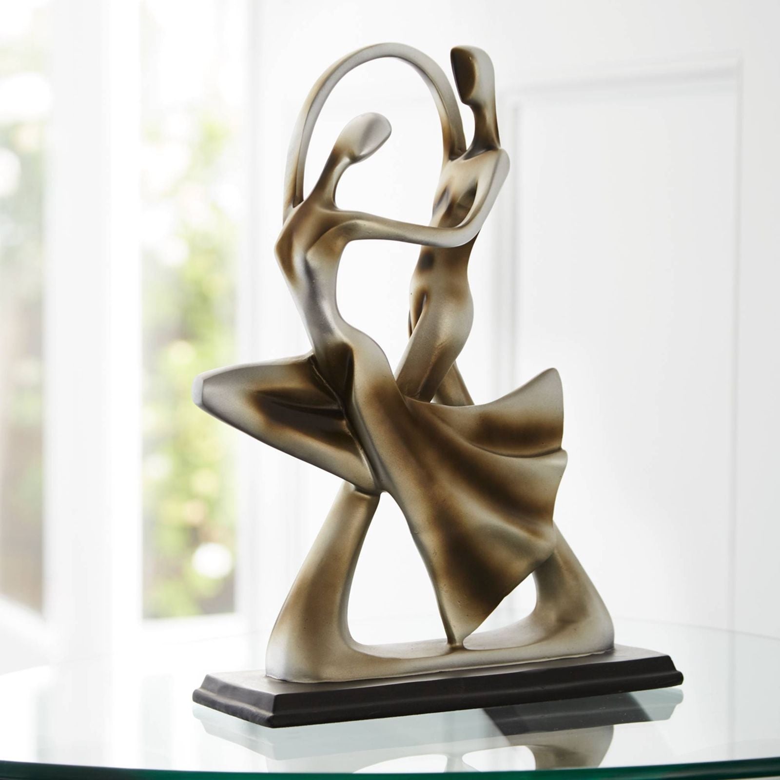 Silver Abstract 14 3/4" High Dancing Couple Sculpture