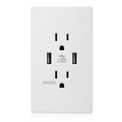 RECEPTACULO CON 2 ENCHUFES Y DOS PUERTOS USB 5V 2A DE PARED 110V-250V