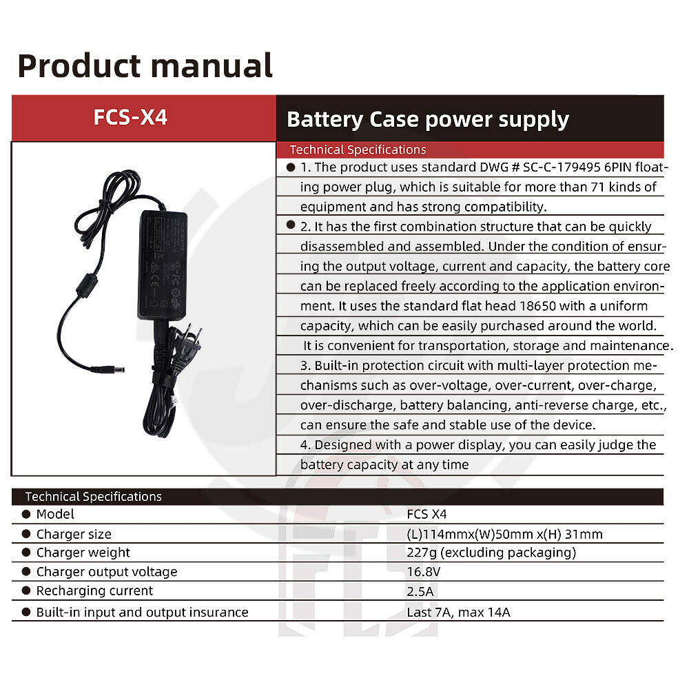 FCS Military BB-2590 Recargable Li-ion Battery Case 16×3500 mAh Capacity