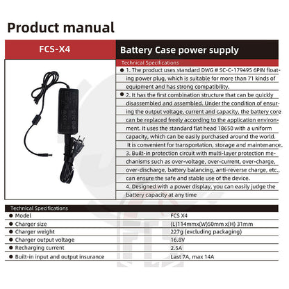 FCS Military BB-2590 Recargable Li-ion Battery Case 16×3500 mAh Capacity