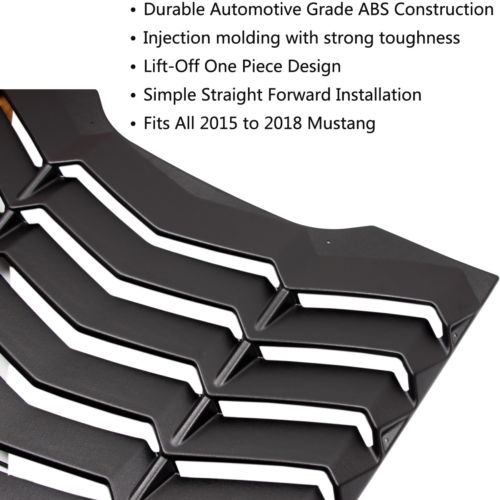 2015-2017 Ford Mustang Lambo Style ABS Black Ventana trasera Louver Cover 1 PC