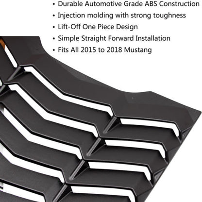 2015-2017 Ford Mustang Lambo Style ABS Black Ventana trasera Louver Cover 1 PC
