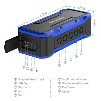 Altavoces inalámbricos portátiles interiores / al aire libre de Poweradd MusicFly Bluetooth, 36W ruidosamente IPX7