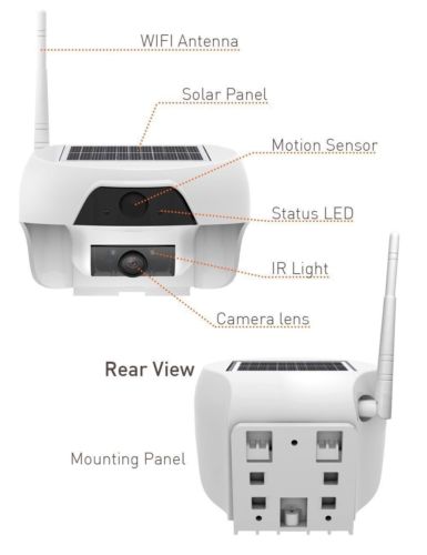 cámara de vigilancia del IP de WIFI Sistema CCTV audio inalámbrico al aire libre accionado por energia solar 