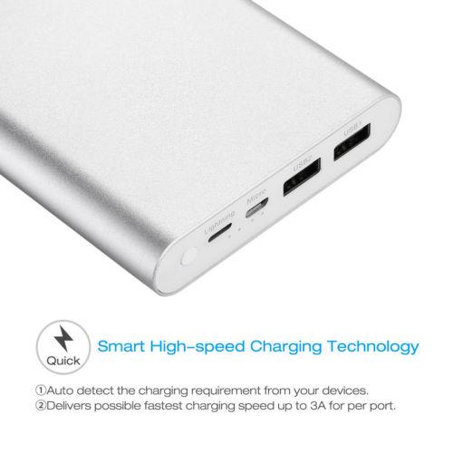 Poweradd 20000mAh Power Bank Dual USB Port 3.6A Fast Charger for iPhone 7/7 Plus