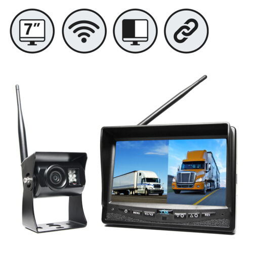 Wireless 7" LCD Split Screen Backup Camera with Cigarette Lighter Plug 130° View