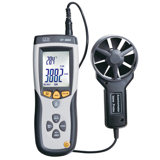 CEM DT-8894 CFM/CMM Thermo-Anemometer with Built-in Non-contact IR Thermomete