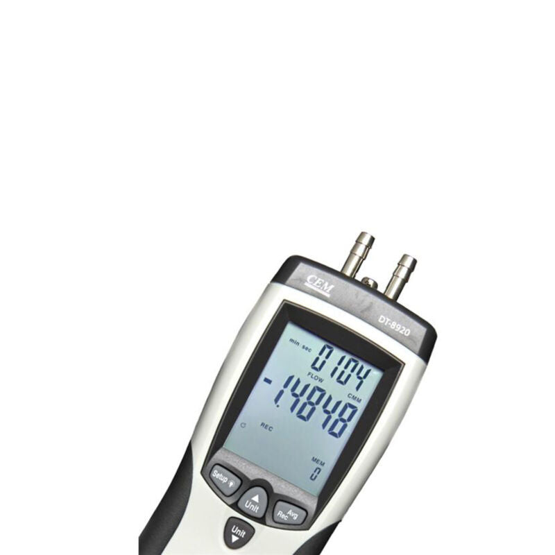 CEM DT-8920 Pressure and Flow Meters with Large Backlit LCD Display