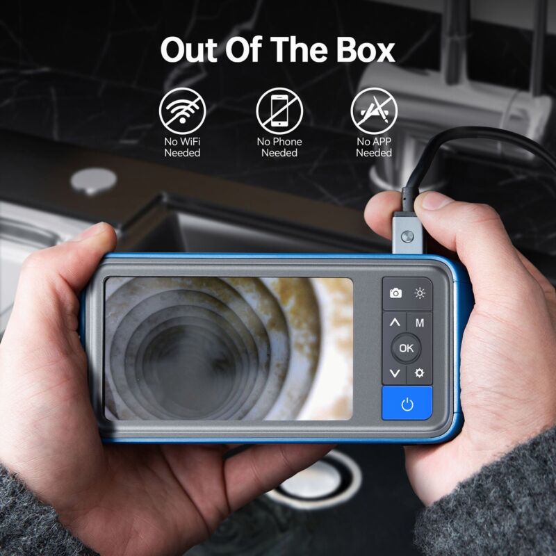 4.5" Dual Lens HD Boroscopio Inspeccion Camara Industrial Endoscope 1080P 50pies cable