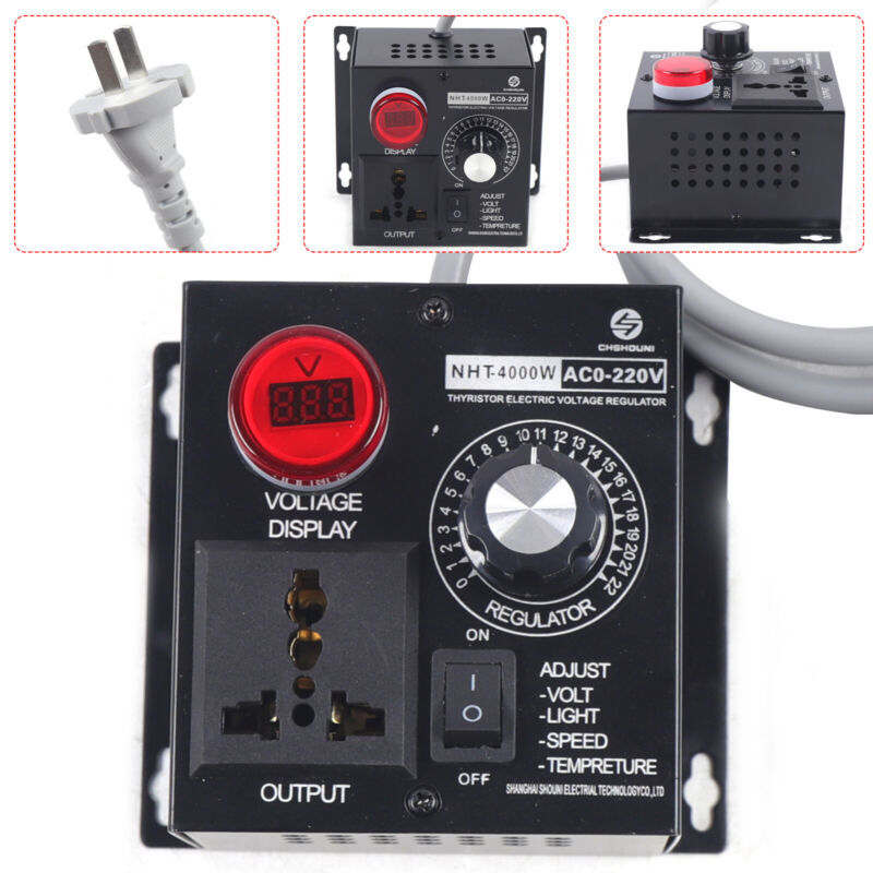Variable Voltage Regulator Voltage Stabilizer 4000W 18A 0-220V Adjustable