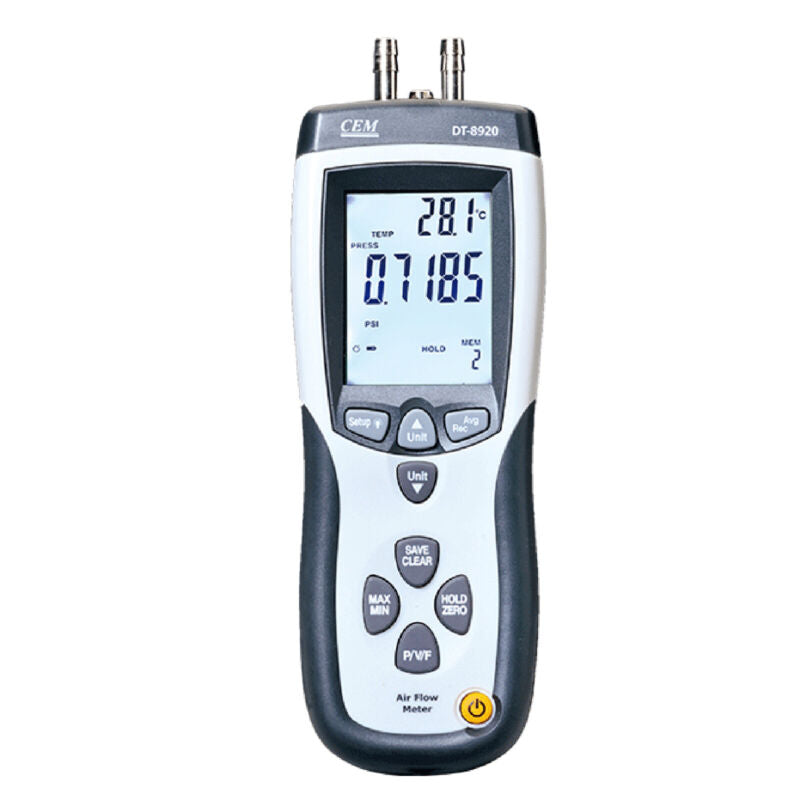 CEM DT-8920 Pressure and Flow Meters with Large Backlit LCD Display