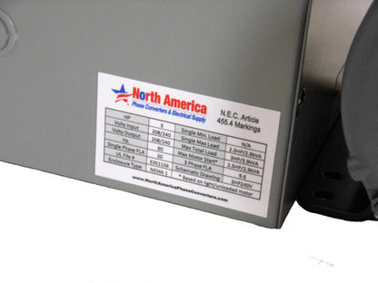 PL-3 Pro-Line 3HP Rotary Convertidor de 1 a 3 fases (trifasico) - Built-In Starter, Made in USA
