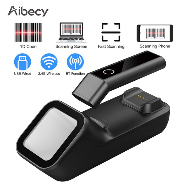 Aibecy 3-in-1 Barcode Scanner Handheld 1d/2d/qr Bar Code Reader Bt 2.4g Wireless Usb Wired Connection