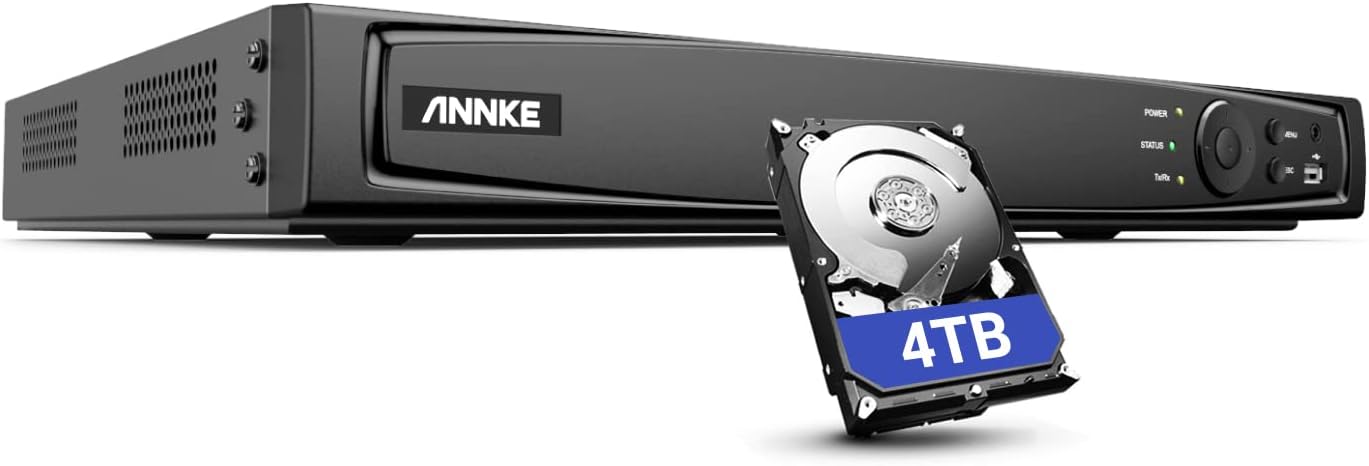 ANNKE NVR PoE 4K de 16 canales con disco duro de 2 TB, grabadora de video de red de seguridad para el hogar Ultra HD compatible con cámaras IP ANNKE PoE de 4K/8MP/5MP/6MP/4MP, grabación de vigilancia 24/7