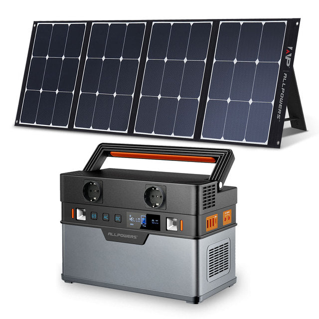 ALLPOWERS Generador Portátil con Paneles Solares, Láminas Monocristalinas, Fuente de Alimentación de Emergencia, 110 V, 220 V, 2000 W