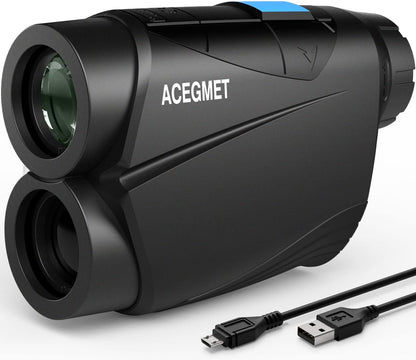 ACEGMET Telémetro de golf, buscador de rango de carga USB para golf, 650 yardas, buscador de rango de golf, bloqueo de bandera y vibración de pulso, telémetro láser de enfoque rápido y escaneo continuo con pendiente